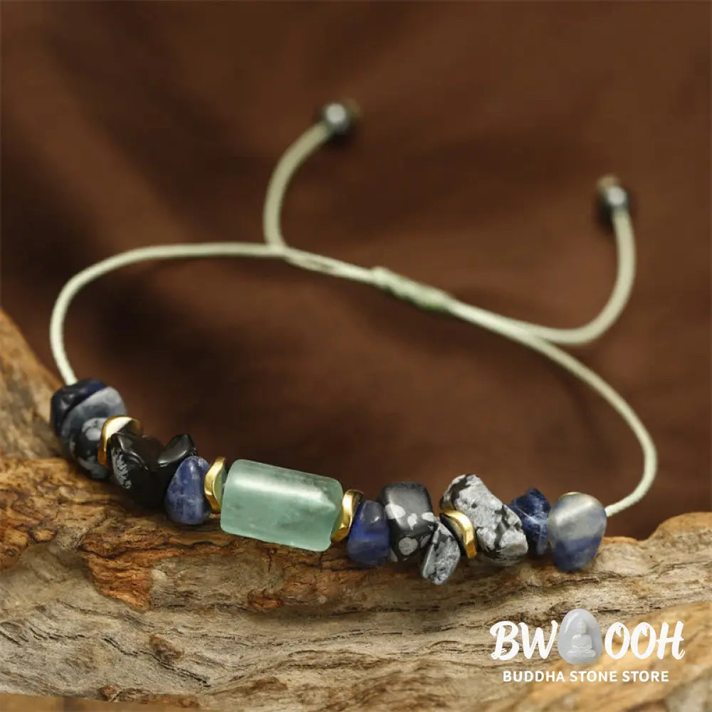 Buddha Stones New Job Green Aventurine Sodalite Snowflake Obsidian Energy Bracelet - BWOOOH - New Job(Wrist