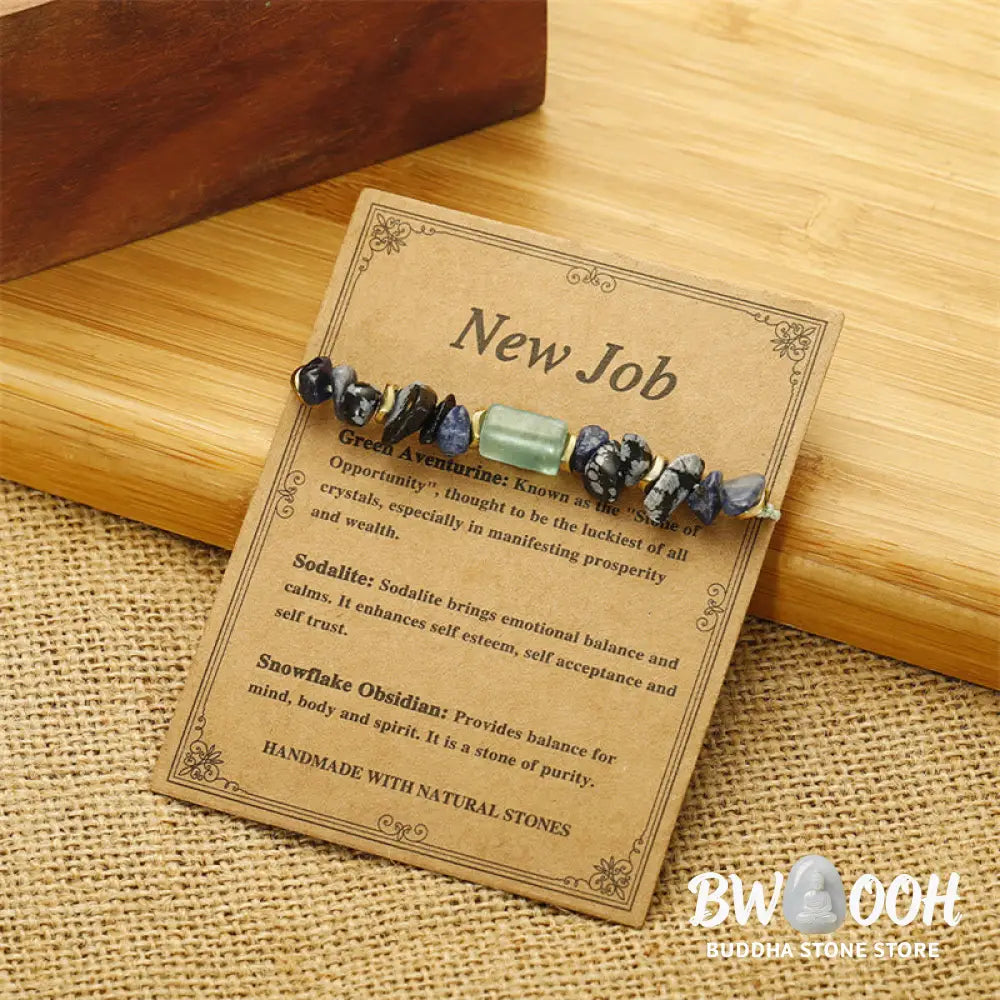 Buddha Stones New Job Green Aventurine Sodalite Snowflake Obsidian Energy Bracelet - BWOOOH - New Job(Wrist