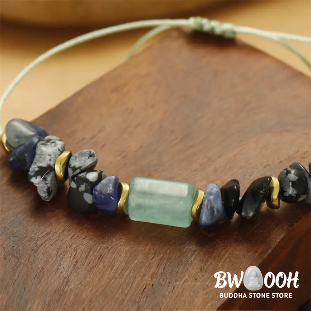Buddha Stones New Job Green Aventurine Sodalite Snowflake Obsidian Energy Bracelet - BWOOOH - New Job(Wrist