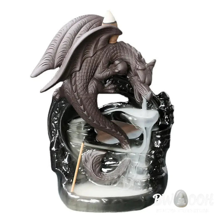 BWOOOH Nordic Pterosaur Dragon Ceramic Backflow Smoke Fountain Protection Healing Incense Burner Decoration