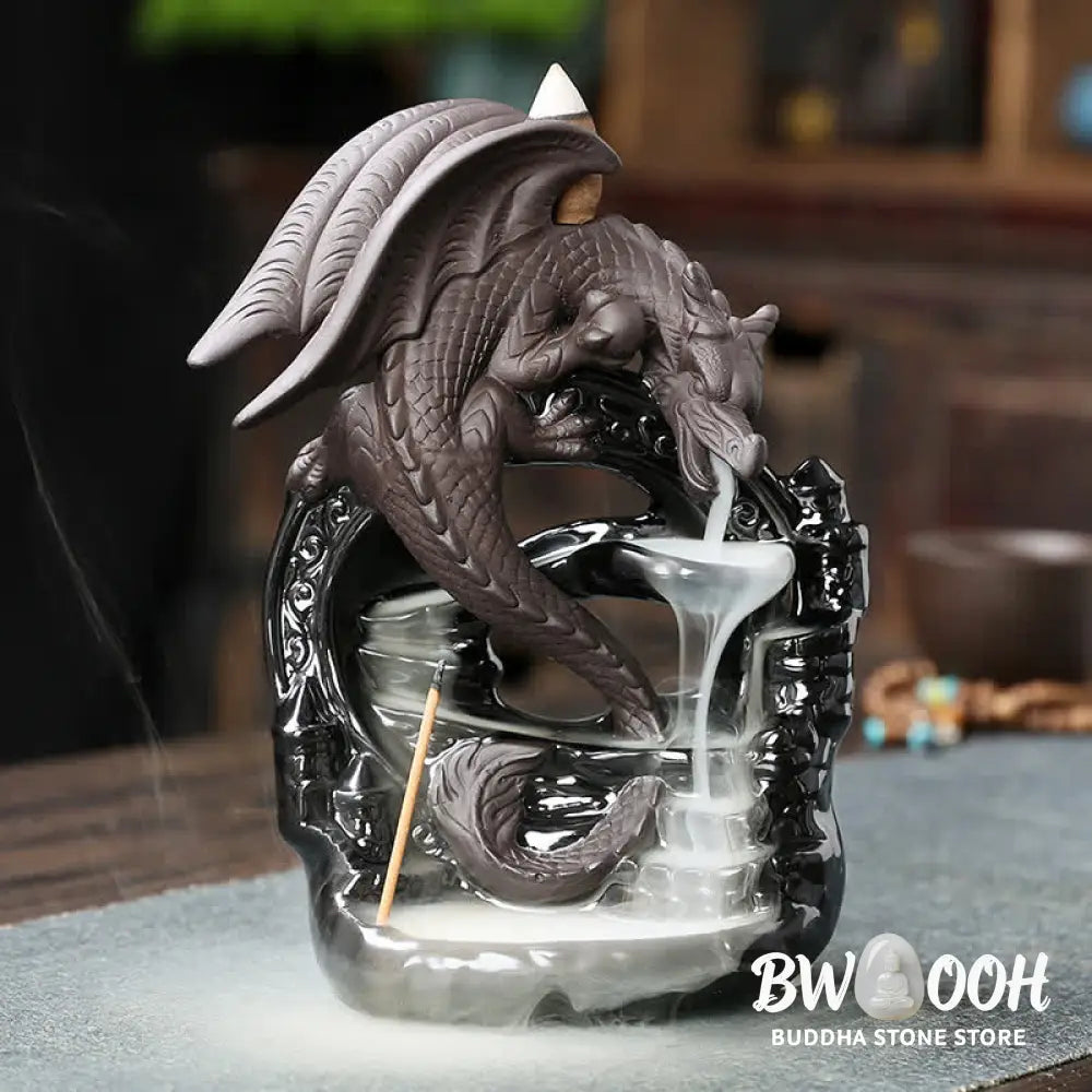BWOOOH Nordic Pterosaur Dragon Ceramic Backflow Smoke Fountain Protection Healing Incense Burner Decoration