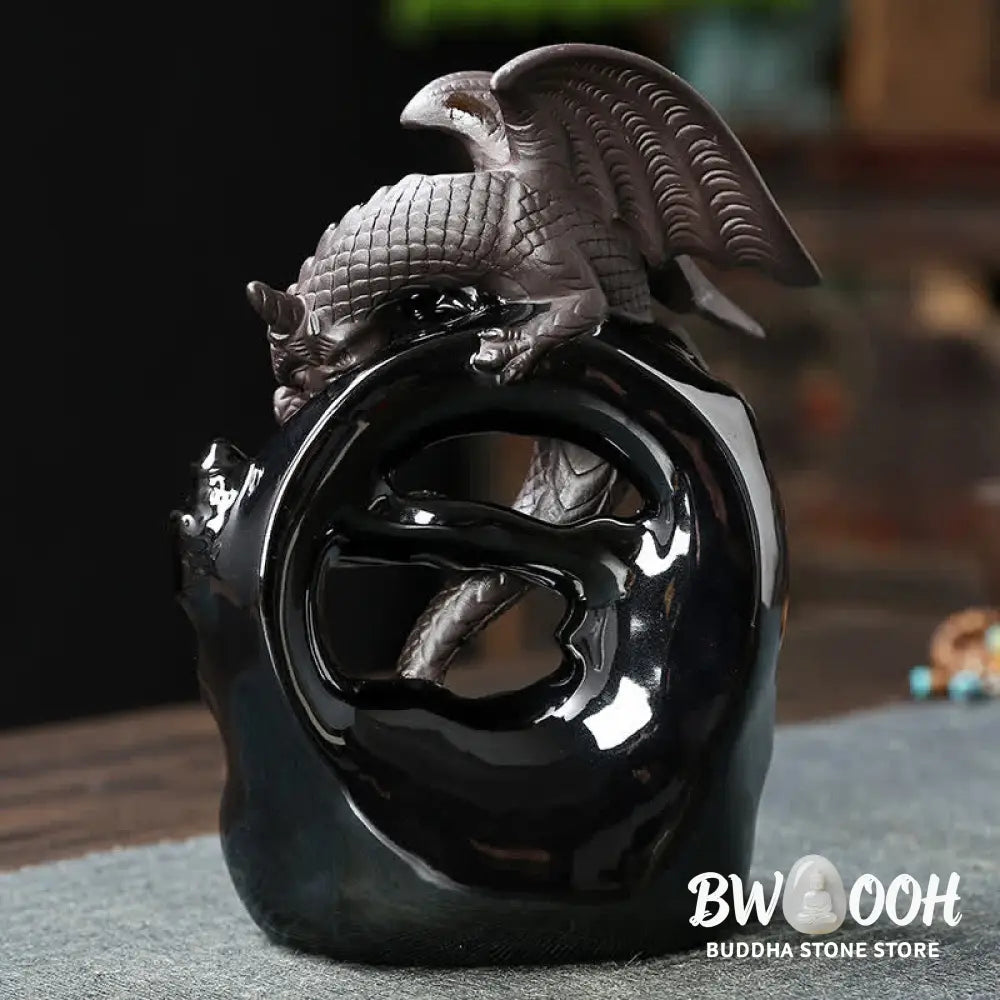 BWOOOH Nordic Pterosaur Dragon Ceramic Backflow Smoke Fountain Protection Healing Incense Burner Decoration