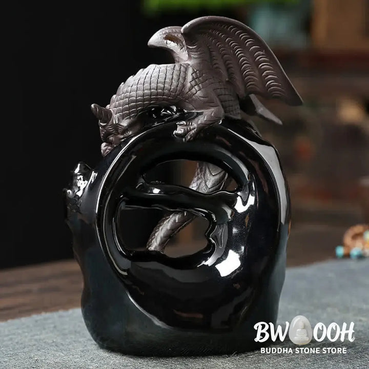 BWOOOH Nordic Pterosaur Dragon Ceramic Backflow Smoke Fountain Protection Healing Incense Burner Decoration