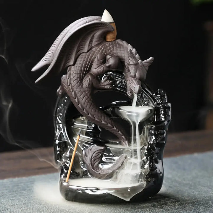 BWOOOH Nordic Pterosaur Dragon Ceramic Backflow Smoke Fountain Protection Healing Incense Burner Decoration