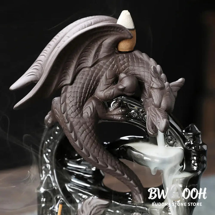 BWOOOH Nordic Pterosaur Dragon Ceramic Backflow Smoke Fountain Protection Healing Incense Burner Decoration