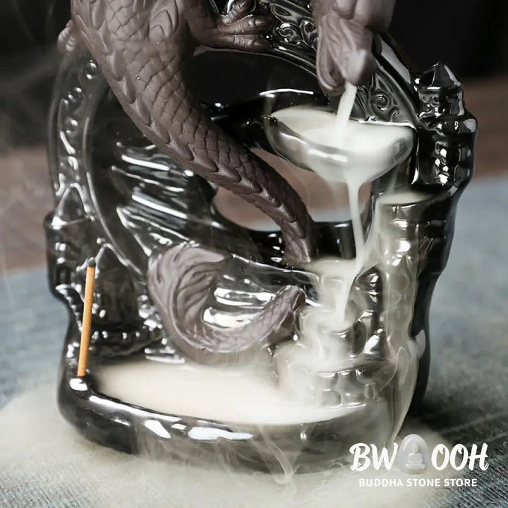 BWOOOH Nordic Pterosaur Dragon Ceramic Backflow Smoke Fountain Protection Healing Incense Burner Decoration
