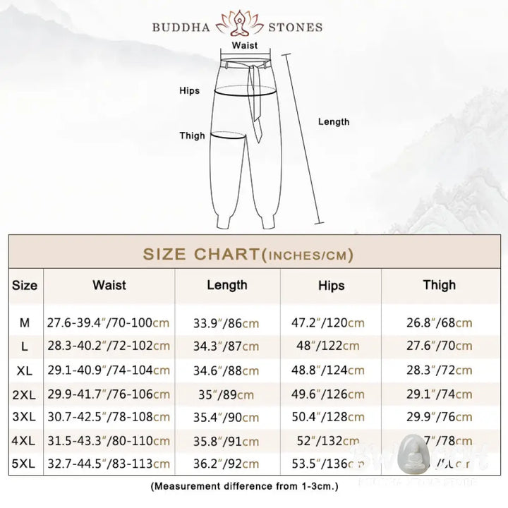 Buddha Stones Ocean Waves Lace-up Cotton Men’s Harem Pants With Pockets - Men’s Tapered Pants