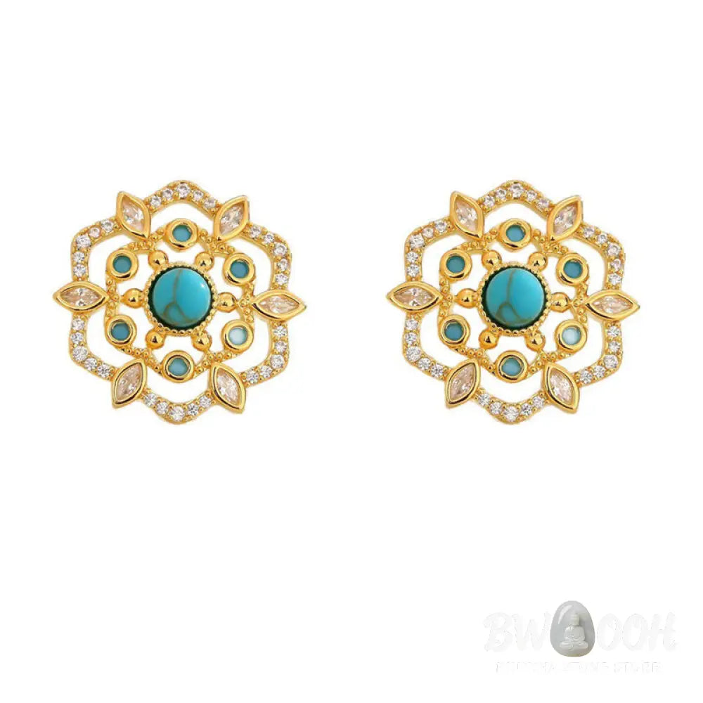Buddha Stones Octagonal Compass Zircon Copper Balance Stud Earrings - Compass(925 Sterling Silver Posts) - Earrings