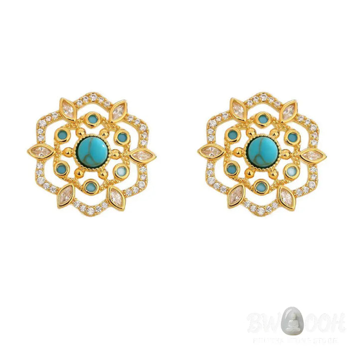 Buddha Stones Octagonal Compass Zircon Copper Balance Stud Earrings - Compass(925 Sterling Silver Posts) - Earrings