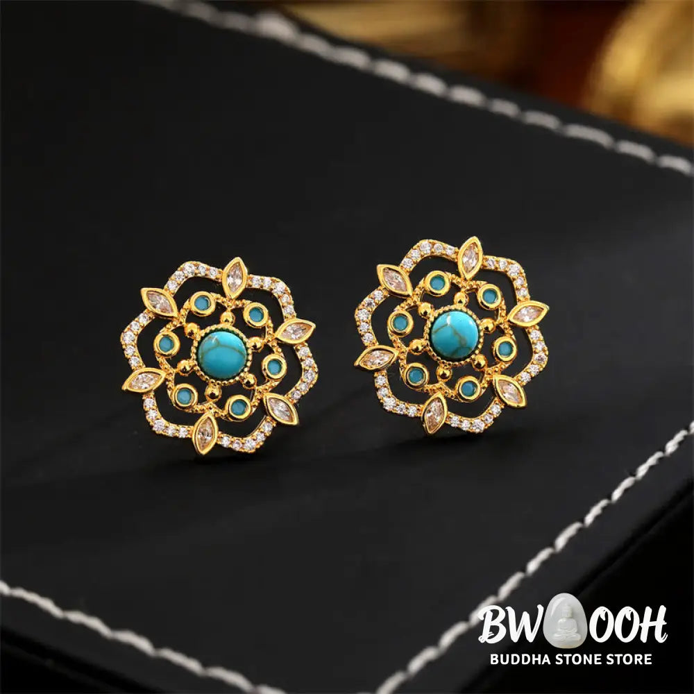 Buddha Stones Octagonal Compass Zircon Copper Balance Stud Earrings - Compass(925 Sterling Silver Posts) - Earrings