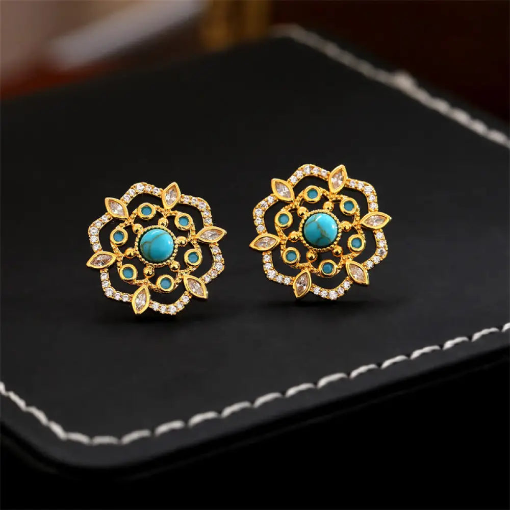 BWOOOH Octagonal Compass Zircon Copper Balance Stud Earrings — Copper spiritual jewelry for spiritual healing and mindful ...