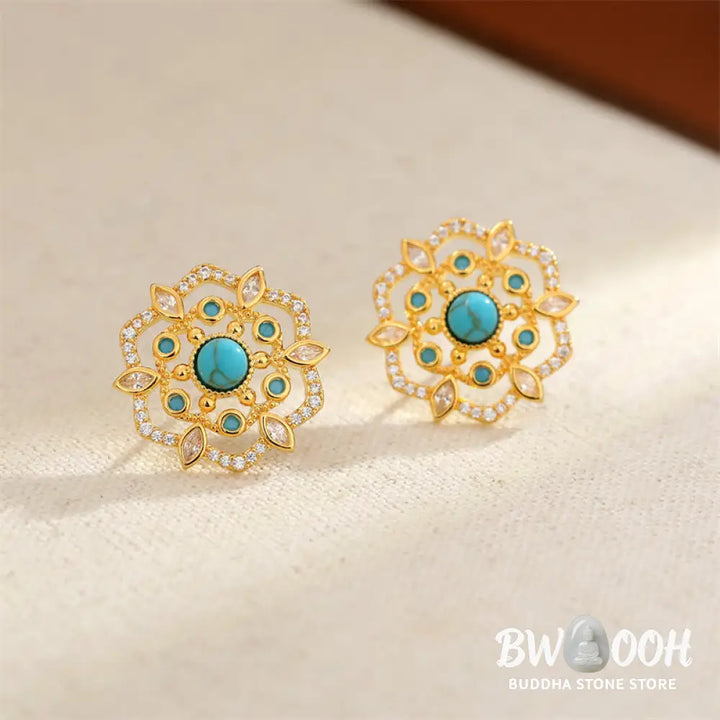 Buddha Stones Octagonal Compass Zircon Copper Balance Stud Earrings - Compass(925 Sterling Silver Posts) - Earrings