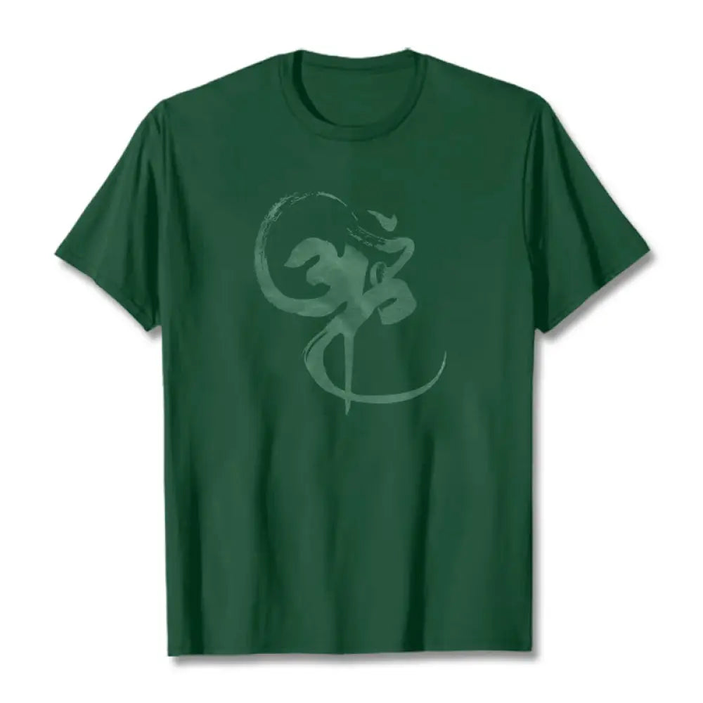 Buddha Stones Om Design Cotton Tee T-shirt - ForestGreen / S - T-Shirts