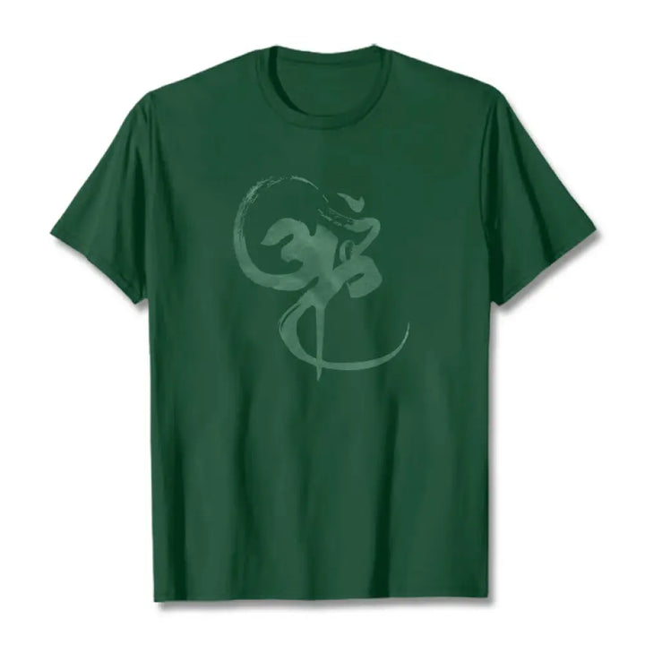 Buddha Stones Om Design Cotton Tee T-shirt - ForestGreen / S - T-Shirts
