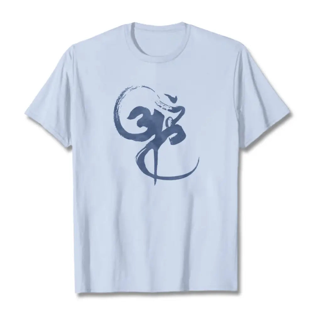 Buddha Stones Om Design Cotton Tee T-shirt - LightCyan / S - T-Shirts