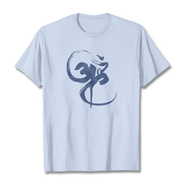 Buddha Stones Om Design Cotton Tee T-shirt - LightCyan / S - T-Shirts