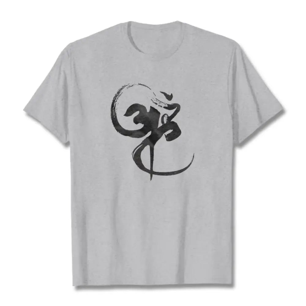 Buddha Stones Om Design Cotton Tee T-shirt - LightGrey / S - T-Shirts