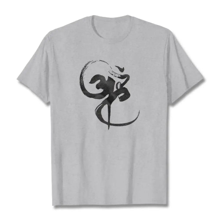 Buddha Stones Om Design Cotton Tee T-shirt - LightGrey / S - T-Shirts
