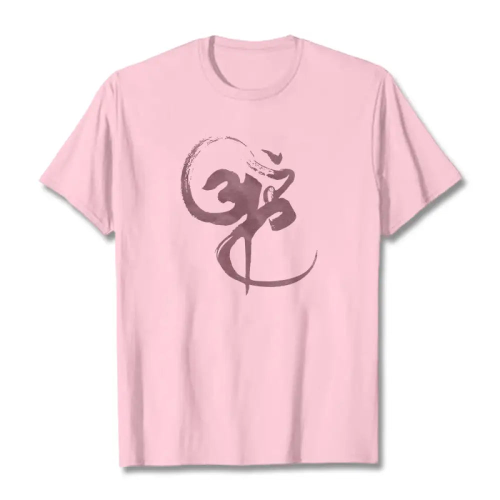 Buddha Stones Om Design Cotton Tee T-shirt - LightPink / S - T-Shirts