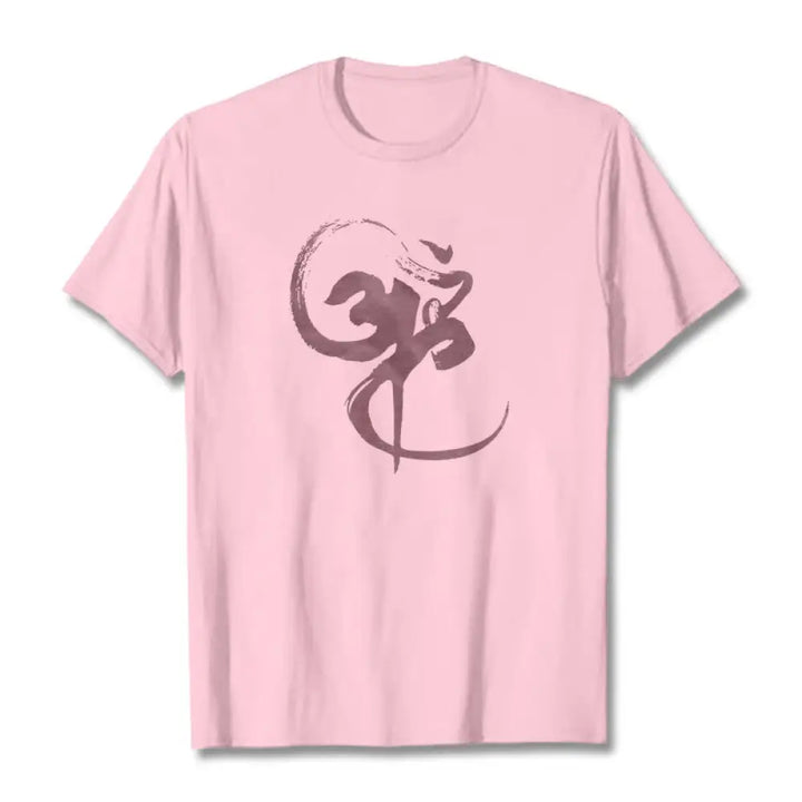 Buddha Stones Om Design Cotton Tee T-shirt - LightPink / S - T-Shirts