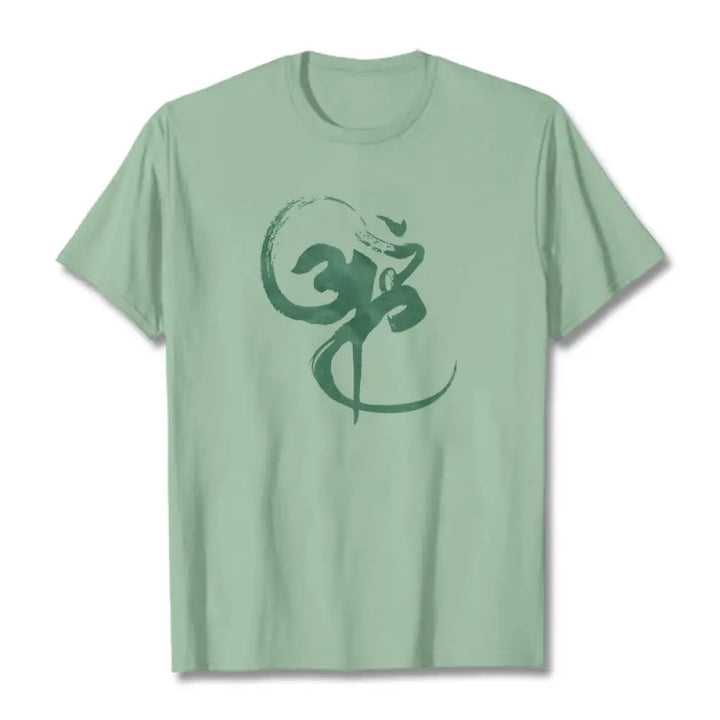 Buddha Stones Om Design Cotton Tee T-shirt - PaleGreen / S - T-Shirts