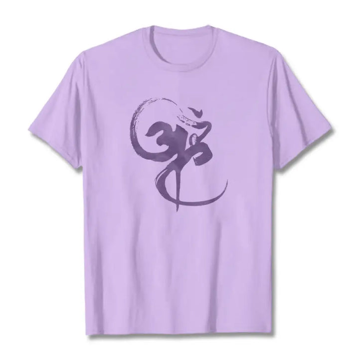 Buddha Stones Om Design Cotton Tee T-shirt - Plum / S - T-Shirts