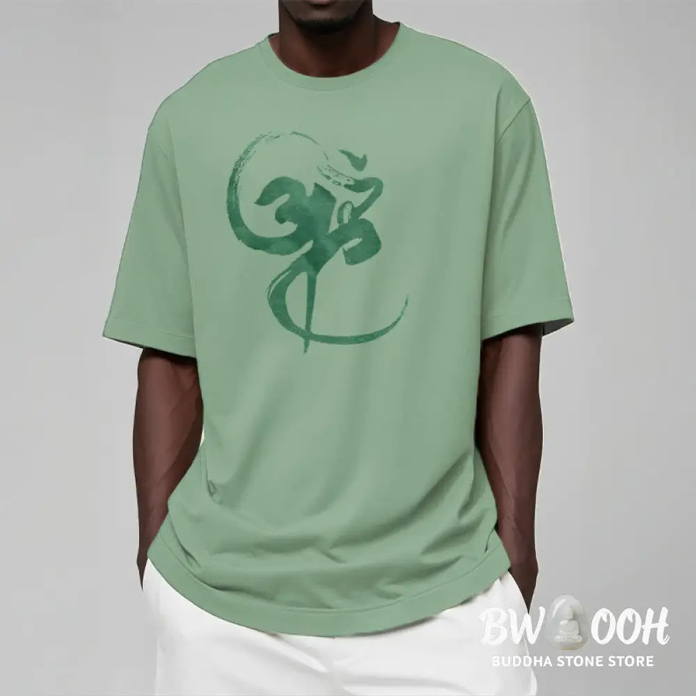 Buddha Stones Om Design Cotton Tee T-shirt - T-Shirts