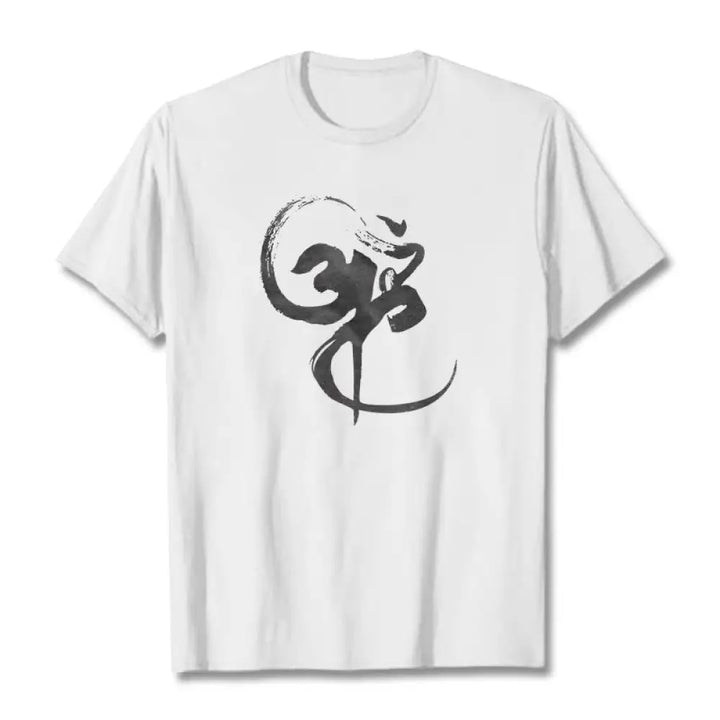 Buddha Stones Om Design Cotton Tee T-shirt - White / S - T-Shirts