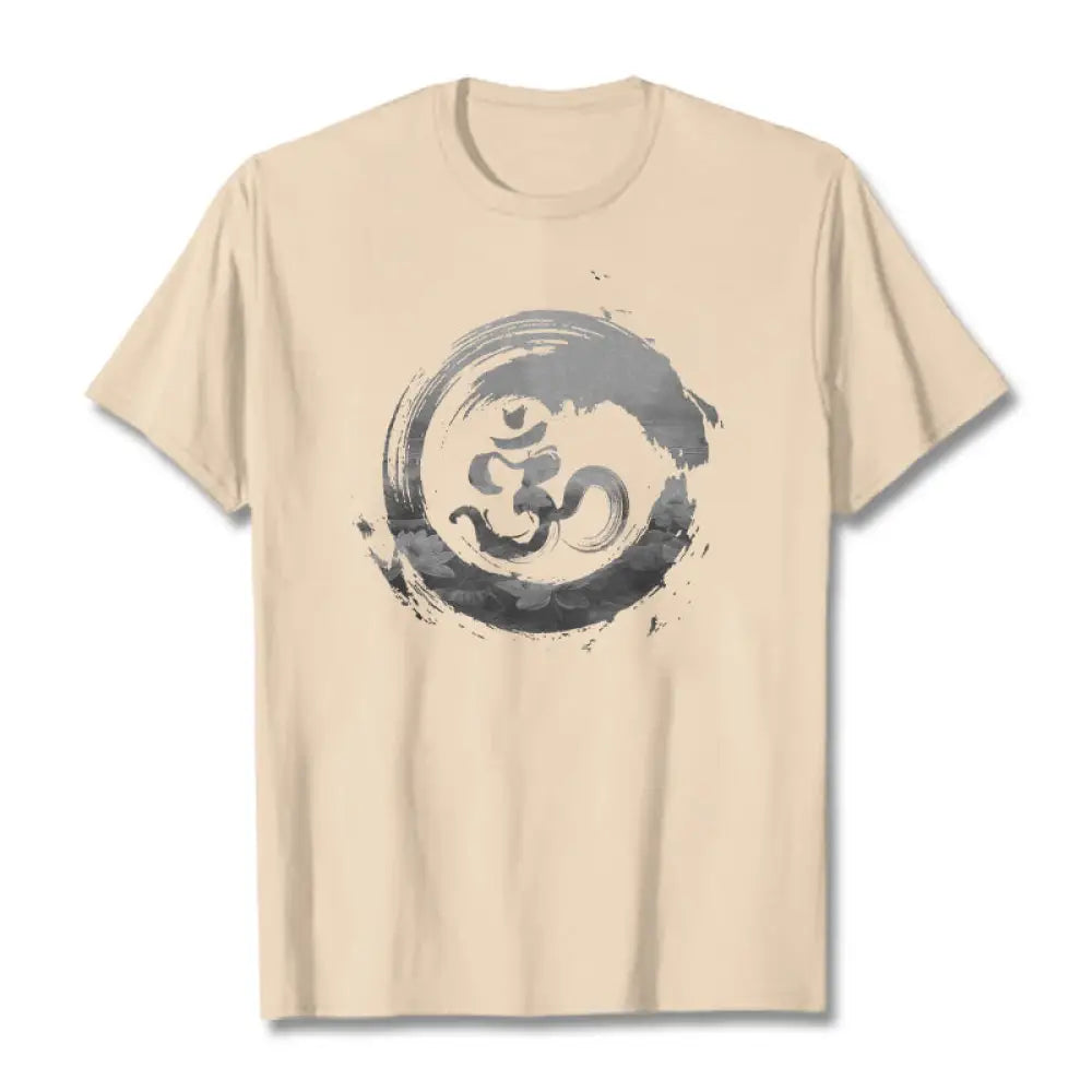 Buddha Stones Om Lotus Cotton Tee T-shirt - Bisque / S - T-Shirts