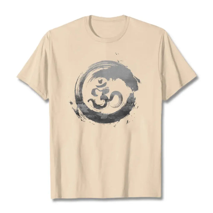 Buddha Stones Om Lotus Cotton Tee T-shirt - Bisque / S - T-Shirts