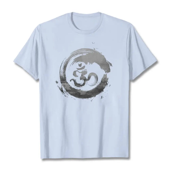 Buddha Stones Om Lotus Cotton Tee T-shirt - LightCyan / S - T-Shirts