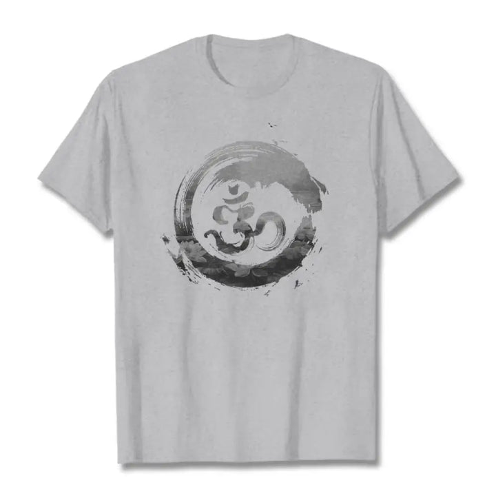 Buddha Stones Om Lotus Cotton Tee T-shirt - LightGrey / S - T-Shirts