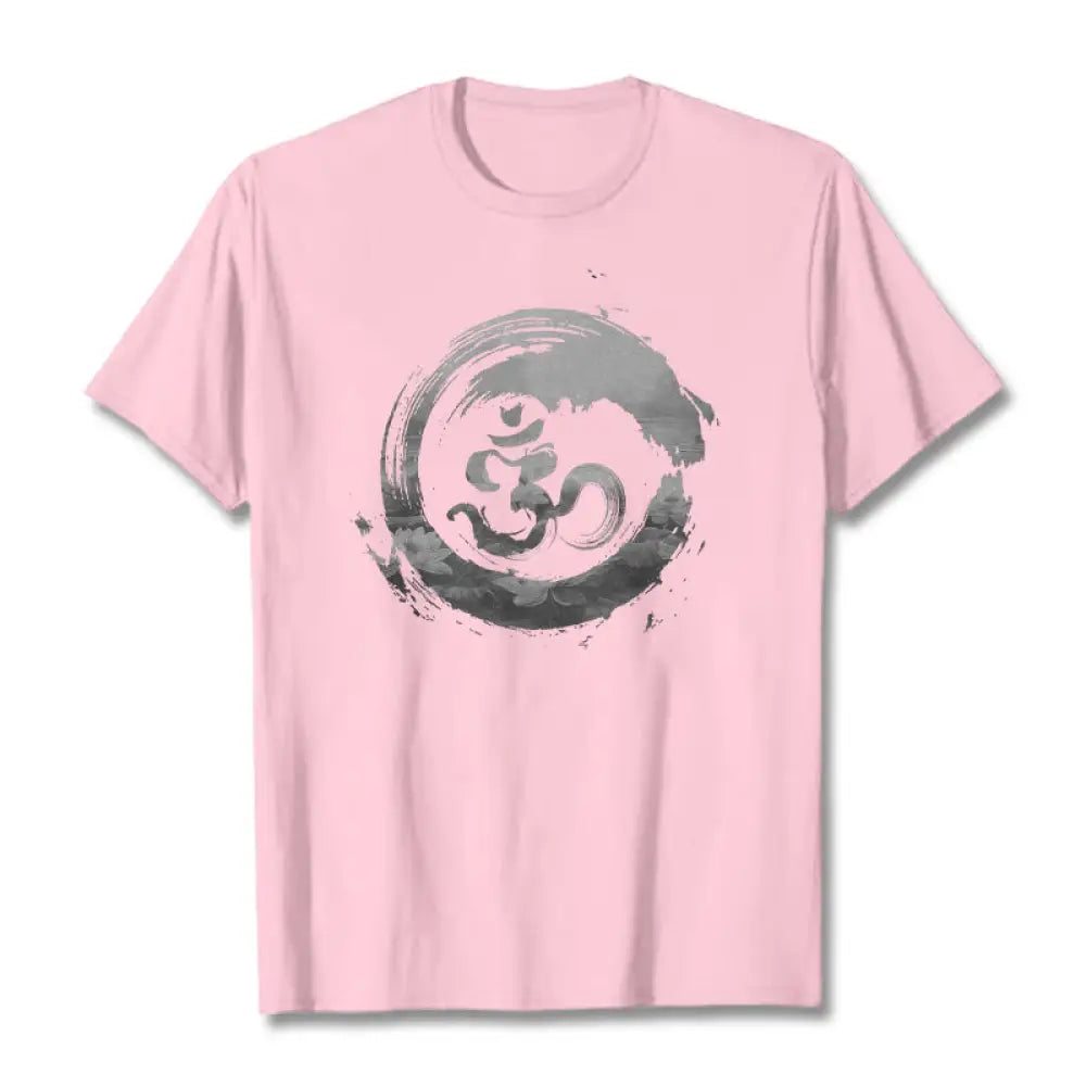 Buddha Stones Om Lotus Cotton Tee T-shirt - LightPink / S - T-Shirts