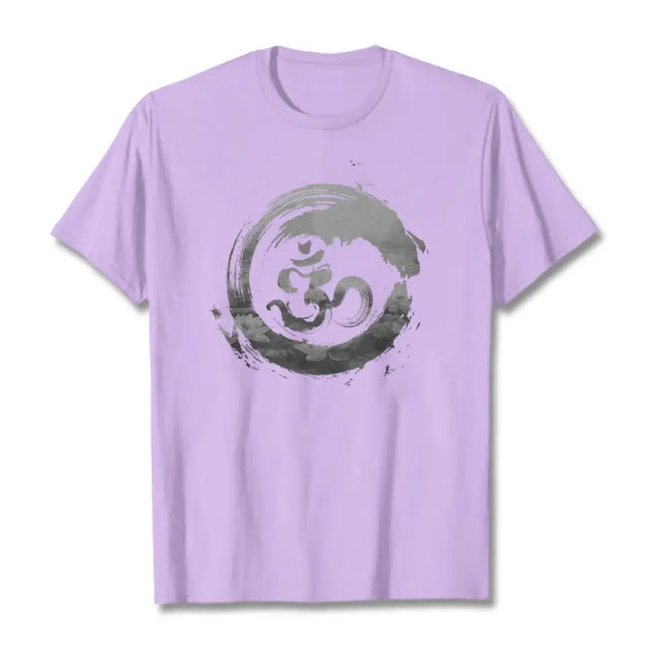 Buddha Stones Om Lotus Cotton Tee T-shirt - Plum / S - T-Shirts