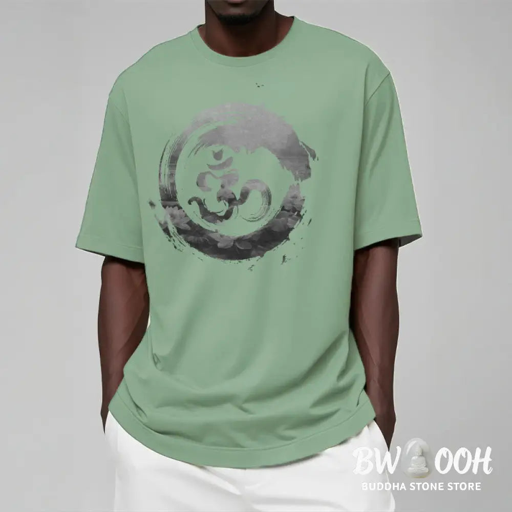 Buddha Stones Om Lotus Cotton Tee T-shirt - T-Shirts