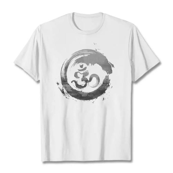 Buddha Stones Om Lotus Cotton Tee T-shirt - White / S - T-Shirts