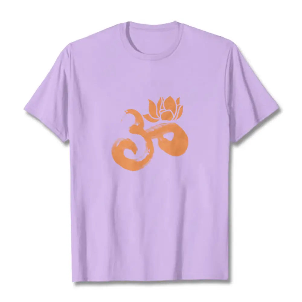 Buddha Stones OM Lotus Flower Cotton Tee T-shirt - Plum / S - T-Shirts