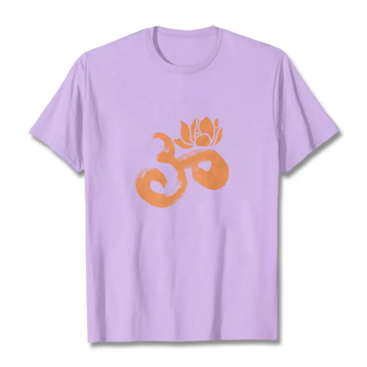 Buddha Stones OM Lotus Flower Cotton Tee T-shirt - Plum / S - T-Shirts