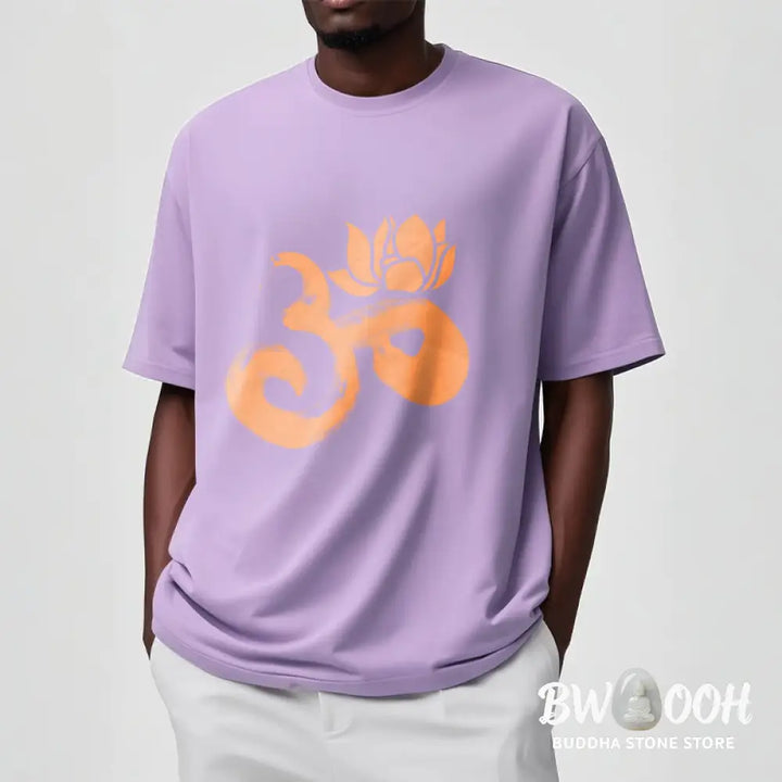 Buddha Stones OM Lotus Flower Cotton Tee T-shirt - T-Shirts