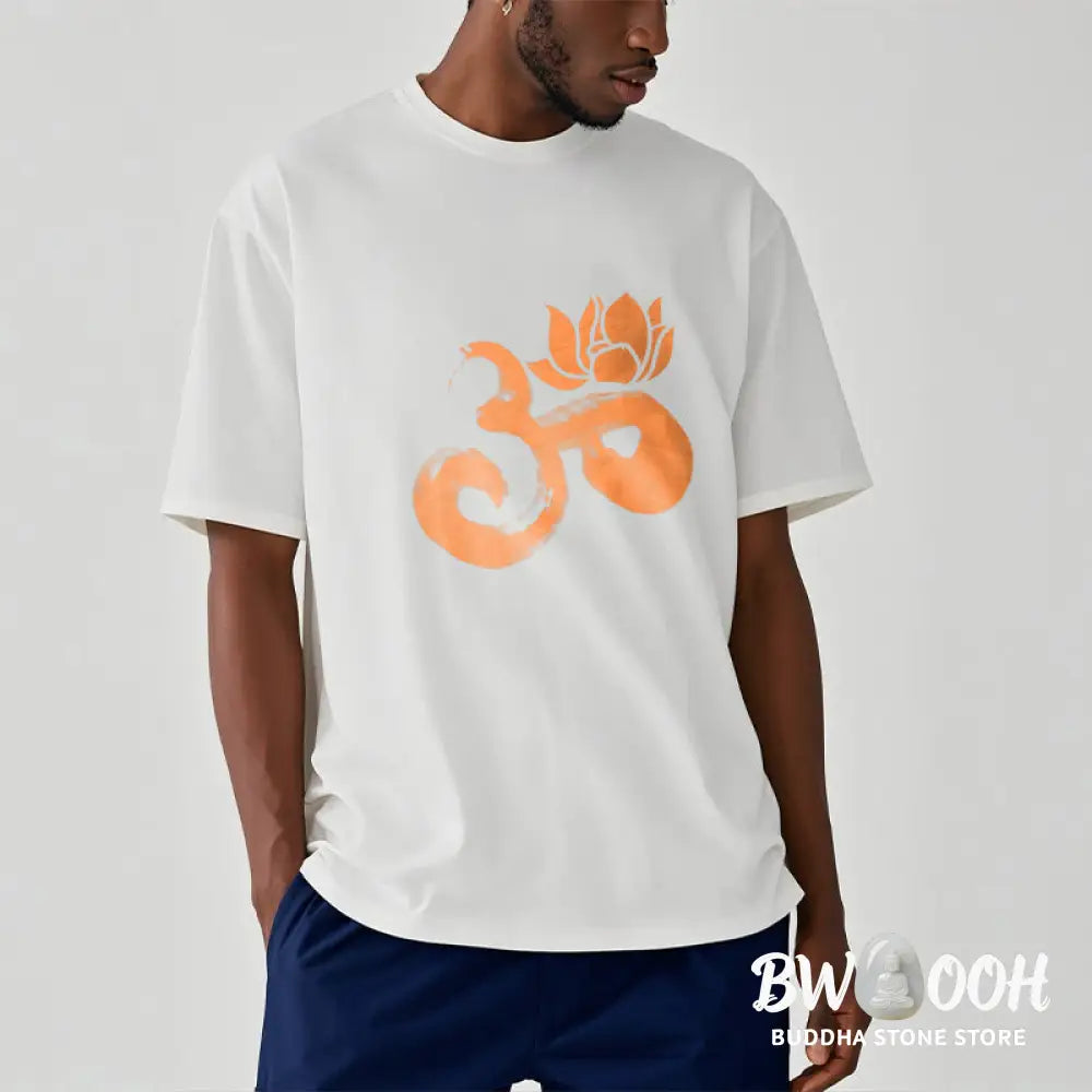 Buddha Stones OM Lotus Flower Cotton Tee T-shirt - T-Shirts