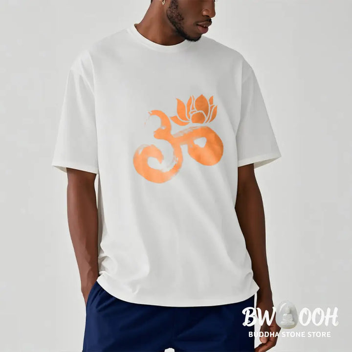 Buddha Stones OM Lotus Flower Cotton Tee T-shirt - T-Shirts