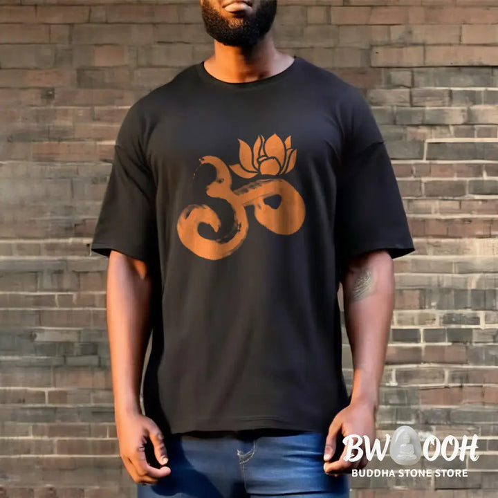 Buddha Stones OM Lotus Flower Cotton Tee T-shirt - T-Shirts
