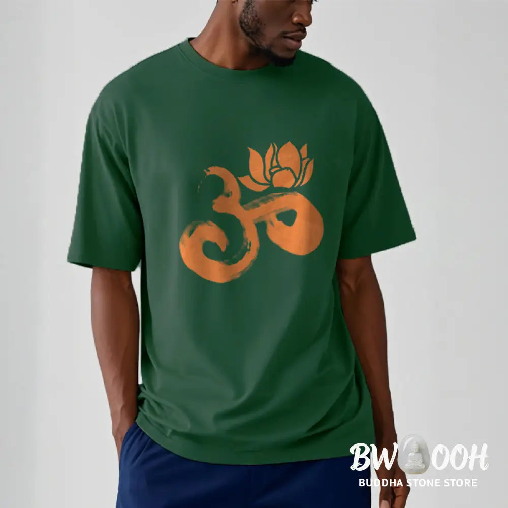 Buddha Stones OM Lotus Flower Cotton Tee T-shirt - T-Shirts