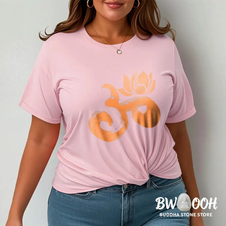 Buddha Stones OM Lotus Flower Cotton Tee T-shirt - T-Shirts