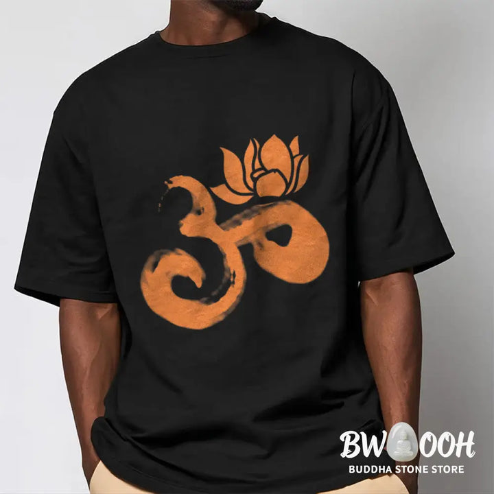 Buddha Stones OM Lotus Flower Cotton Tee T-shirt - T-Shirts