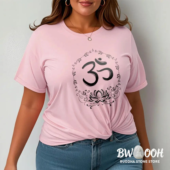 Buddha Stones OM Lotus Sketch Cotton Tee T-shirt - T-Shirts