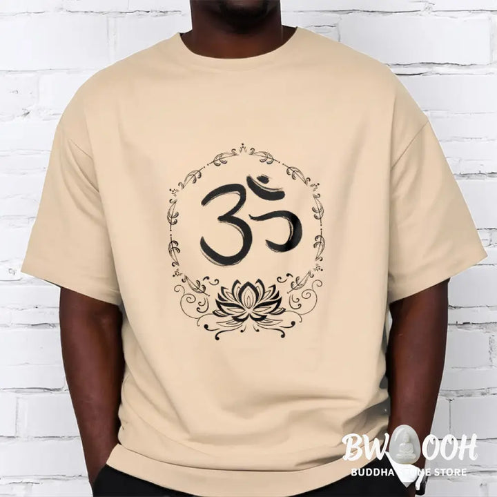 Buddha Stones OM Lotus Sketch Cotton Tee T-shirt - T-Shirts