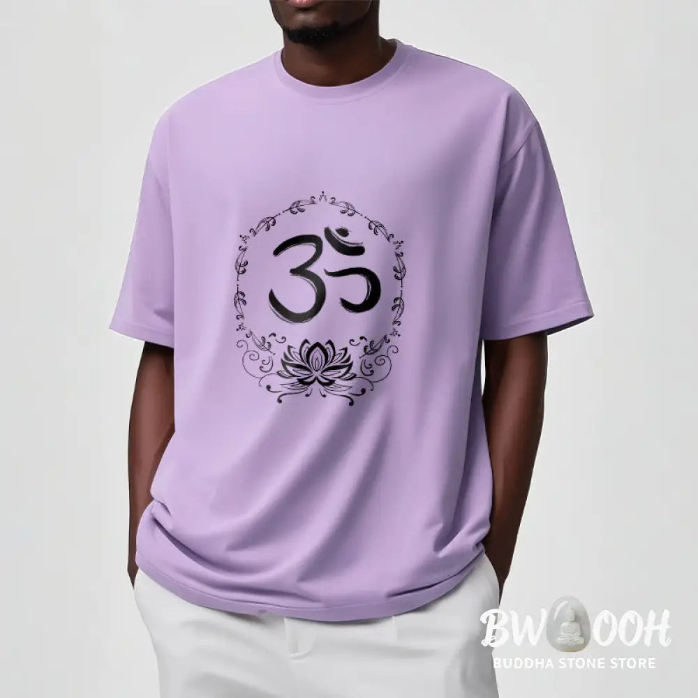 Buddha Stones OM Lotus Sketch Cotton Tee T-shirt - T-Shirts