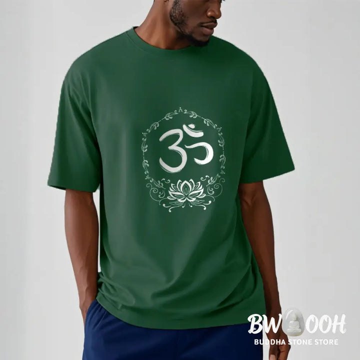Buddha Stones OM Lotus Sketch Cotton Tee T-shirt - T-Shirts