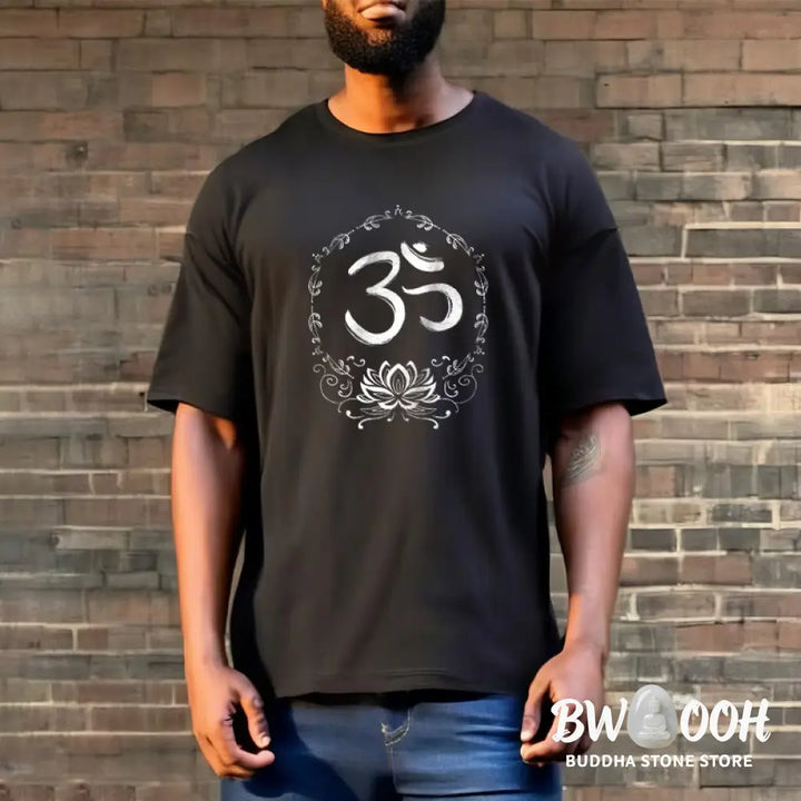 Buddha Stones OM Lotus Sketch Cotton Tee T-shirt - T-Shirts